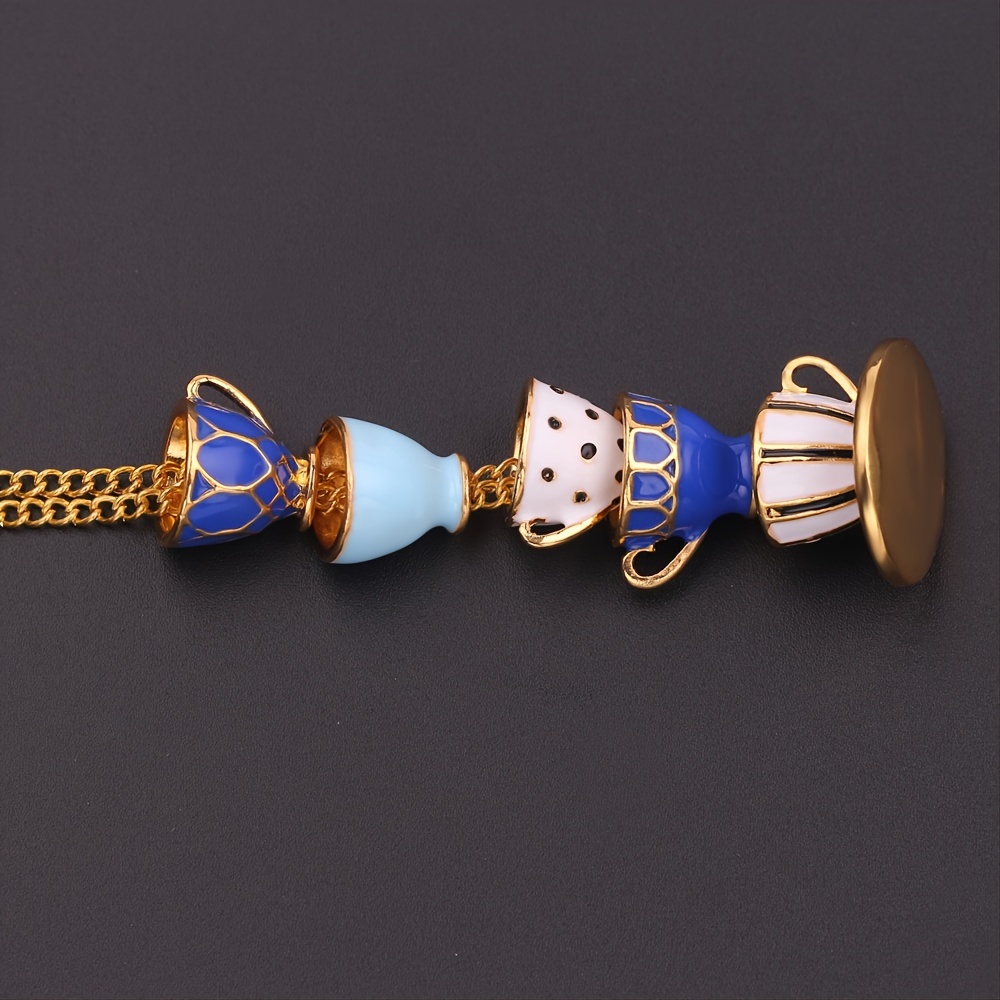 Enamel Glaze Tea Cup Long Sweater Necklace